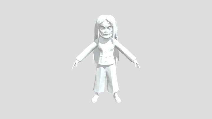 A scary cartoon girl. 3D Model