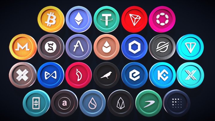 25 Realistic 3D Cryptos Pack 1/4 3D Model
