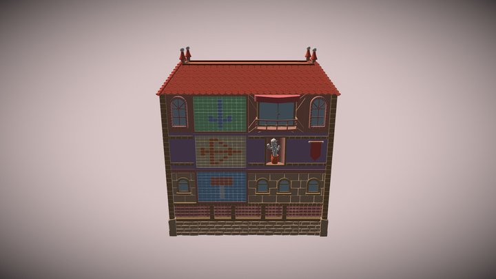 Fantasy Dormitory Building 3D Model
