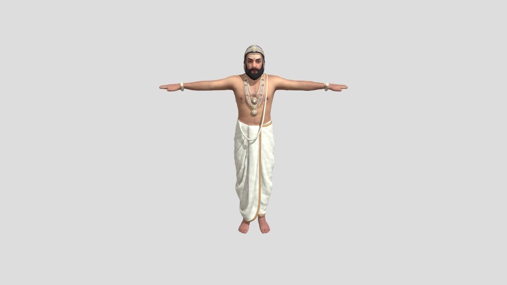 Ascetic in White Dhoti