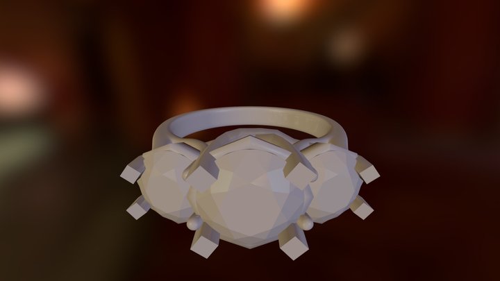 3 Stone Ring 3D Model
