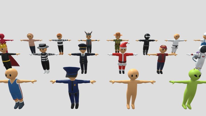 30 HYPERCASUAL CHARACTERS 3D Model