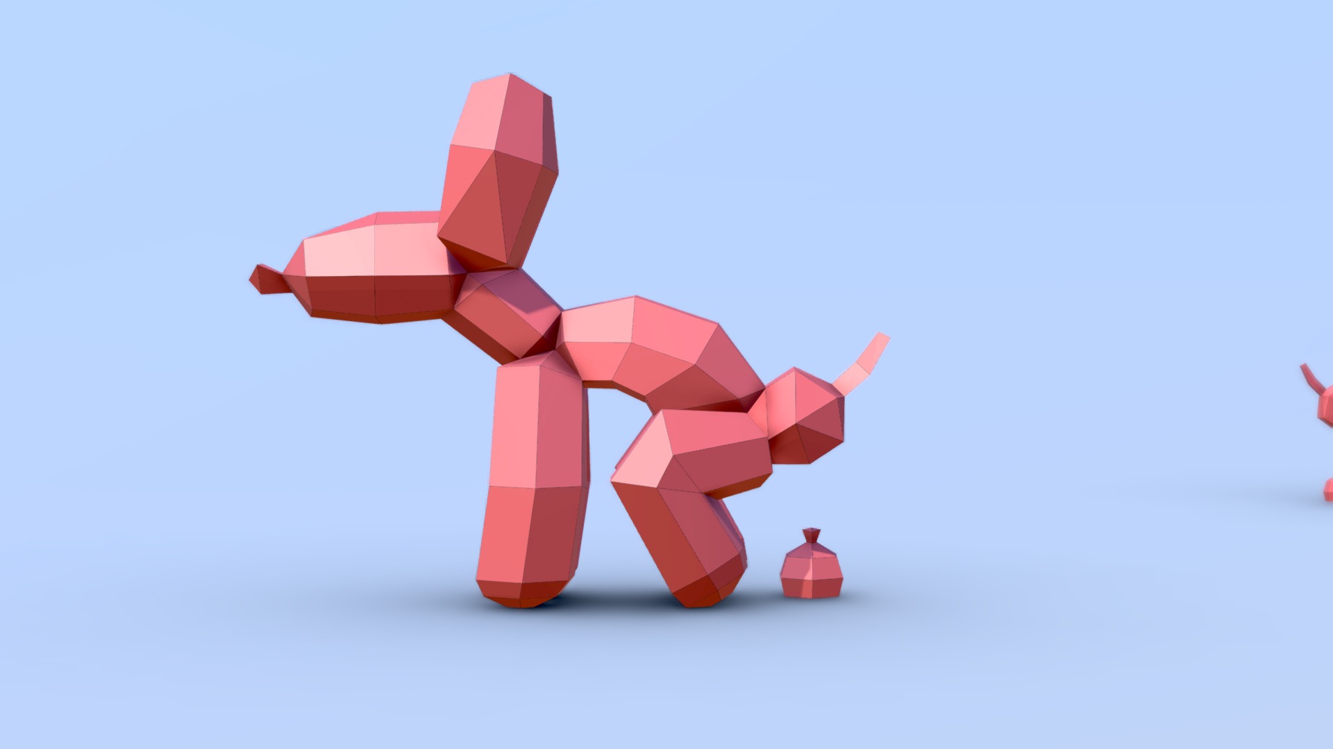 3D model Baloon Dog - This is a 3D model of the Baloon Dog. The 3D model is about a red toy figure.