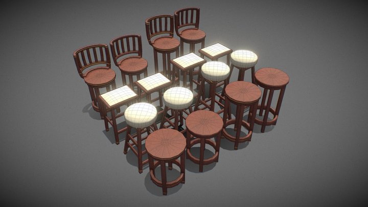 Dark Oak Veneer Barstools – Modello 3D gratuito STL