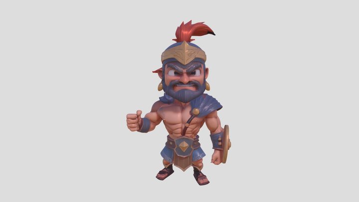 stylized muscular ancient warrior with armor 3D Model