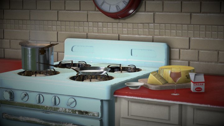 1930s Kitchen Still Life 3D Model