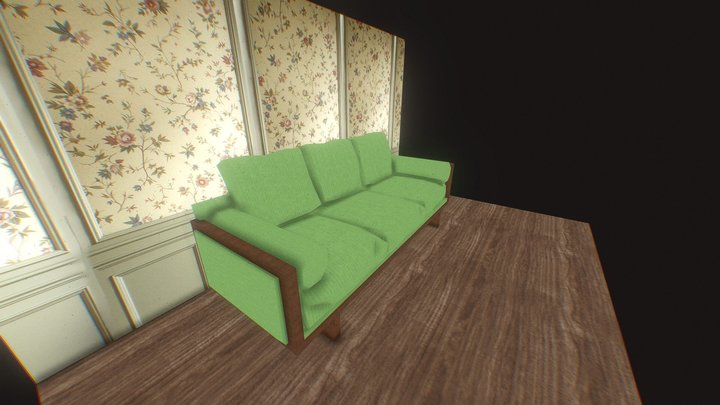 low-poly psx sofa 3D Model