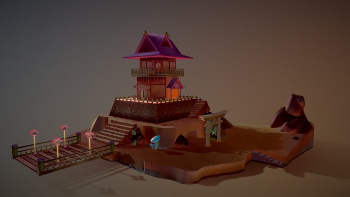 Japanese Castle Outpost 3D Model