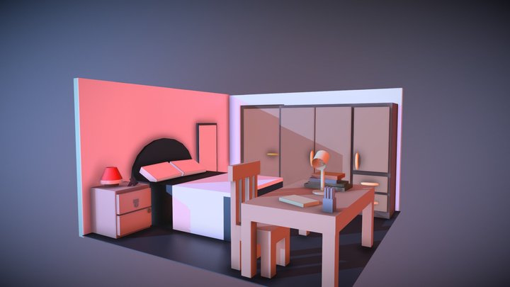 Room With Basic Shapes 3D Model