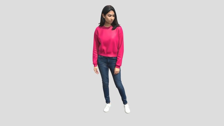 Casual Pink Sweatshirt Portrait – Free 3D Model STL