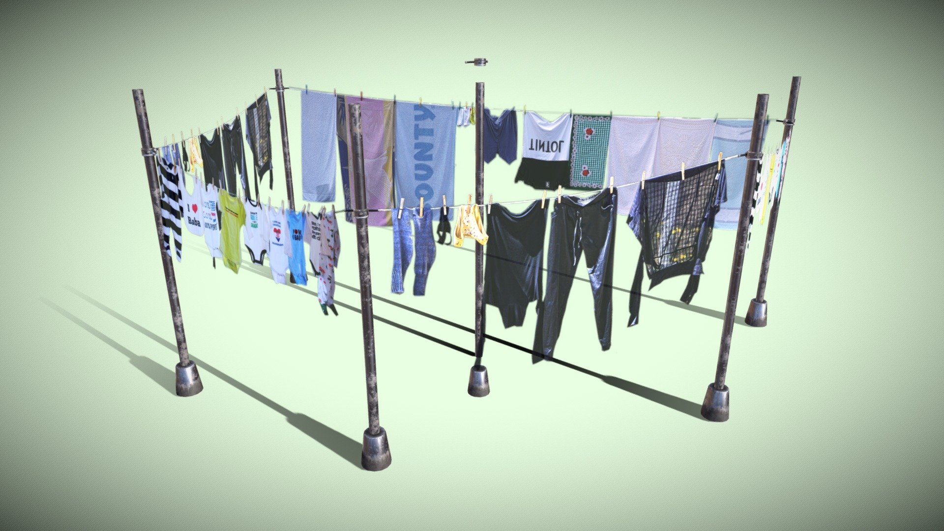 Clothes Line Kit Buy Royalty Free 3D model by Pingo (pingotinto