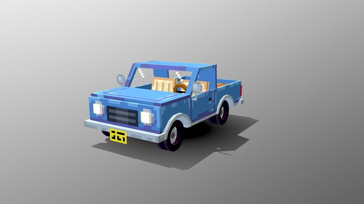 Blue Pickup 3D Model
