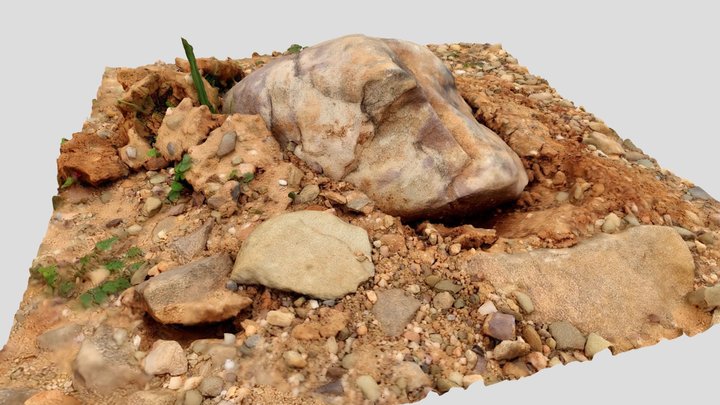 Rock stuck in the dirt 3D Model