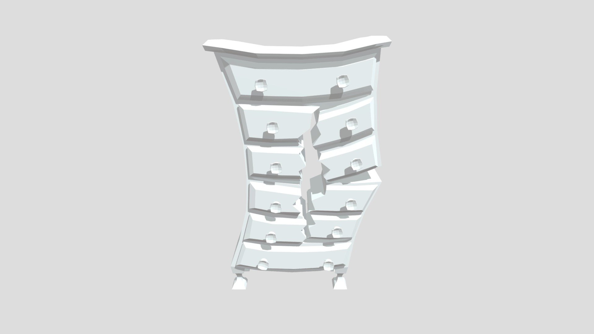 Broken cartoon drawer (low poly, untextured) - Download Free 3D model ...