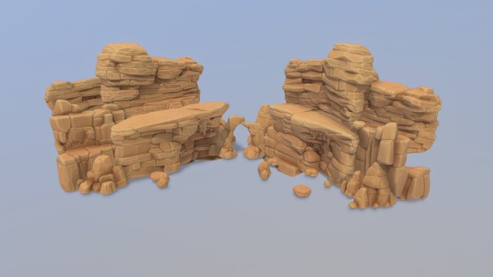 Stylized SandStone Rock Pack 3D Model