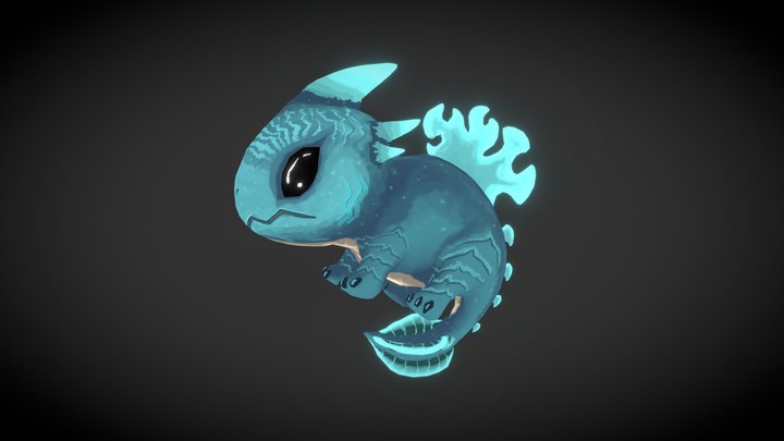 Baby Aqua dragon 3D Model