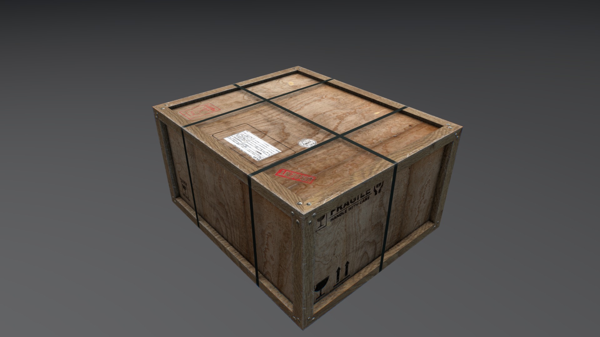 3D model Old wooden cargo crate 8 - This is a 3D model of the Old wooden cargo crate 8. The 3D model is about a wooden box with a label.