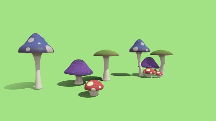Stylized Mushroom Assets 3D Model