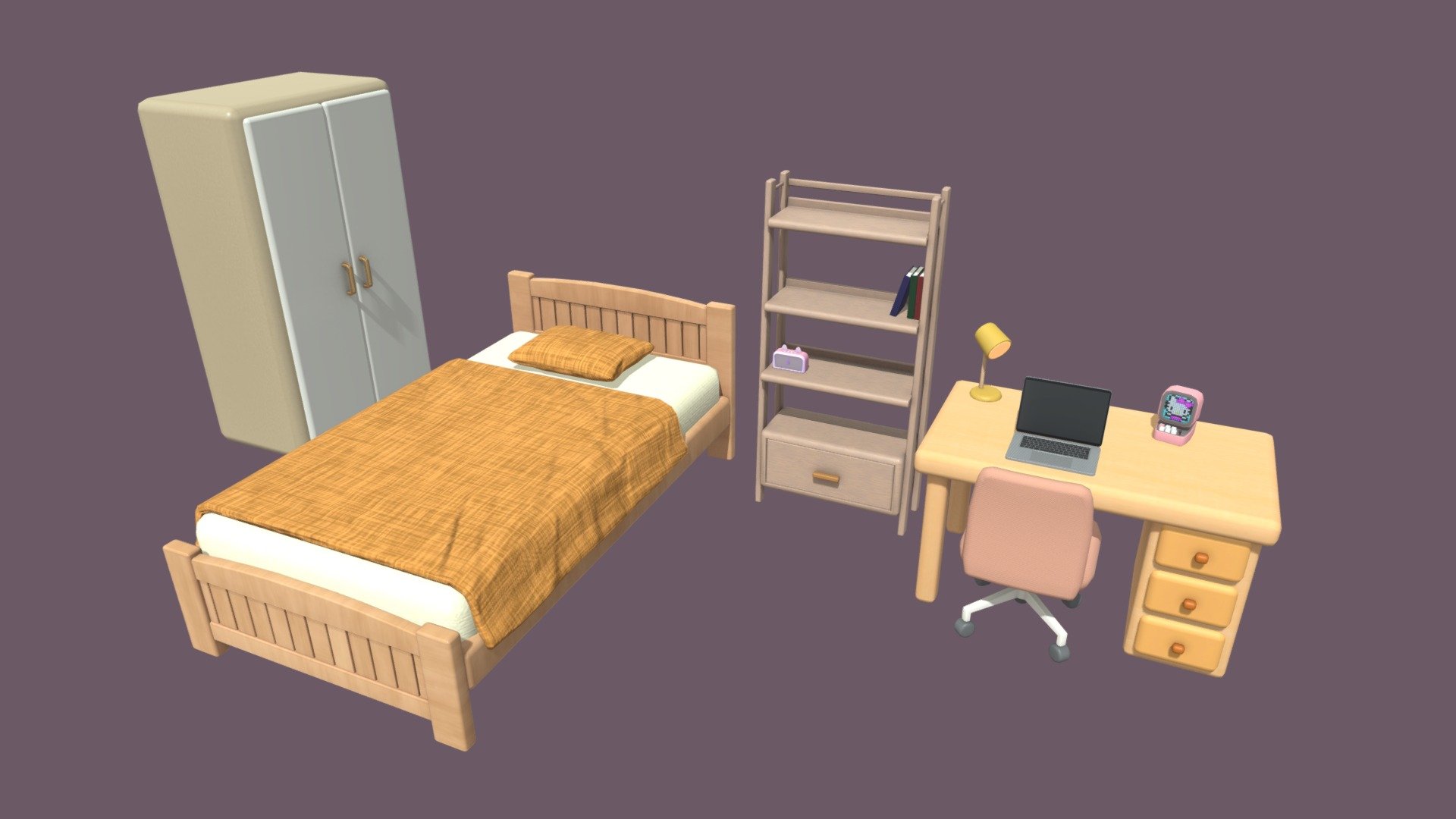 Cute Bedroom Set 3d Model By Kana Beru [8d466ad] Sketchfab