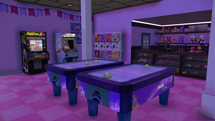 Cute Arcade Diorama 3D Model