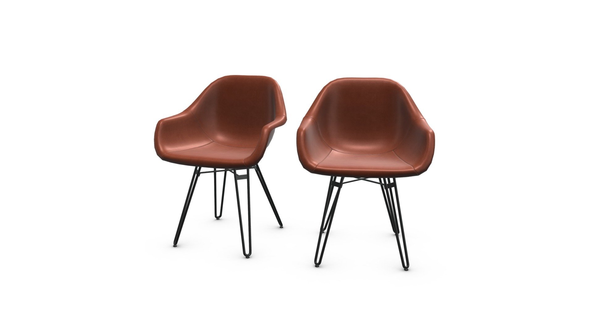Set of 2 Hektor Tub Dining Chair, Tan and Black 3D model by