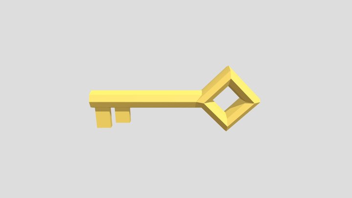 Low Poly Key - Coloured 3D Model