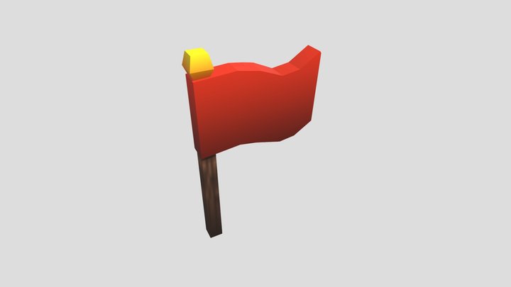 Low Poly Red Flag - Wooden Pole Banner – Gratis 3D-model STL