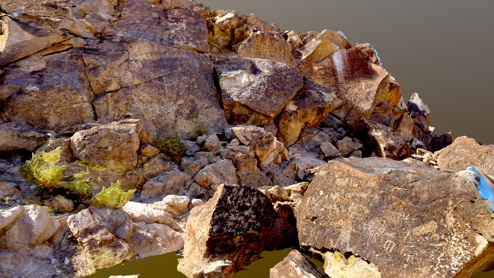 3D model Owens Valley Petroglyphs - This is a 3D model of the Owens Valley Petroglyphs. The 3D model is about a stream of water with rocks.