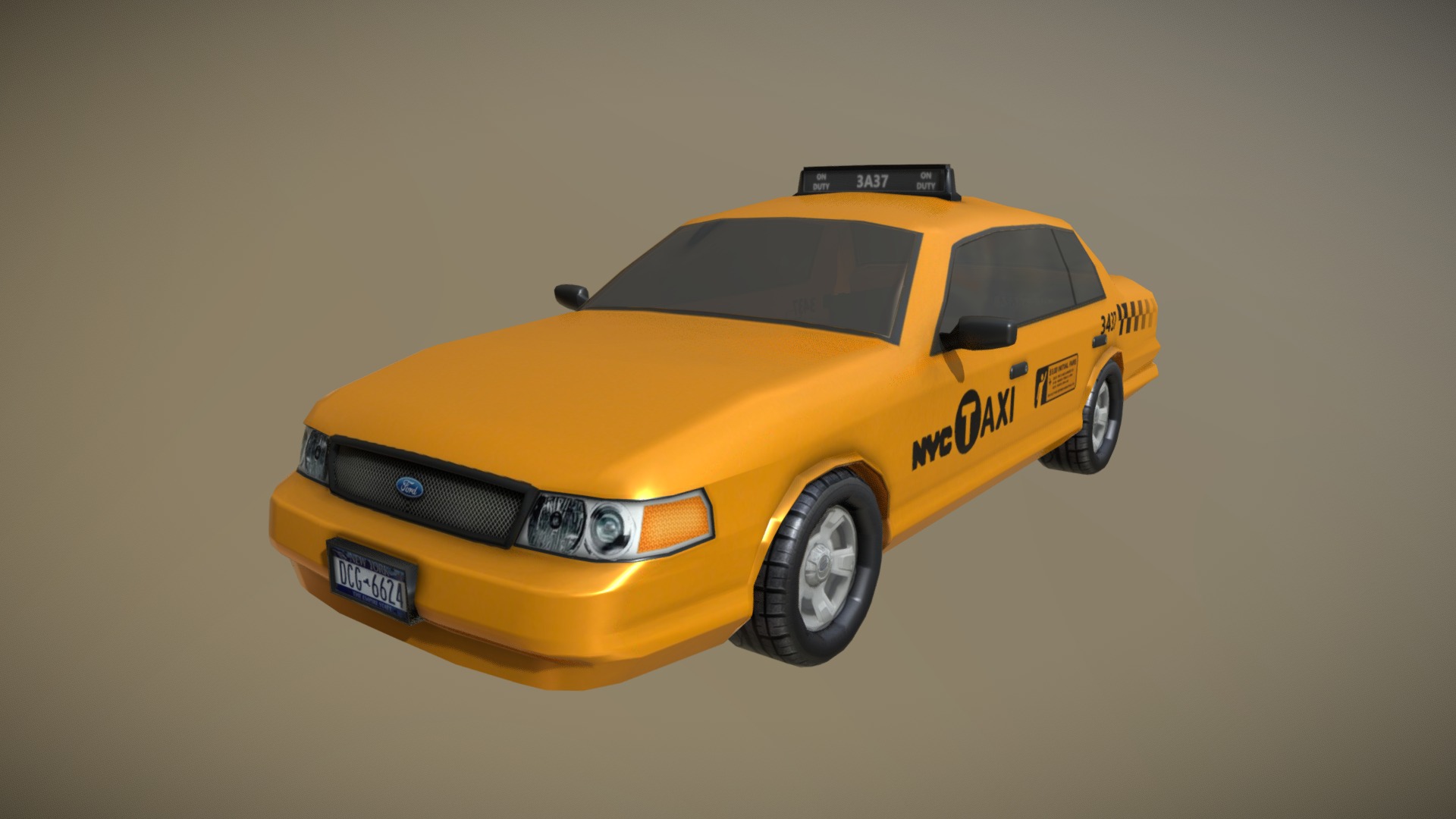 3D model New York Taxi - This is a 3D model of the New York Taxi. The 3D model is about a yellow car with black text.