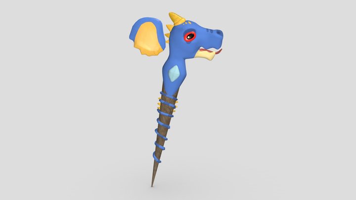 Wizard-styled Dragon staff 3D Model