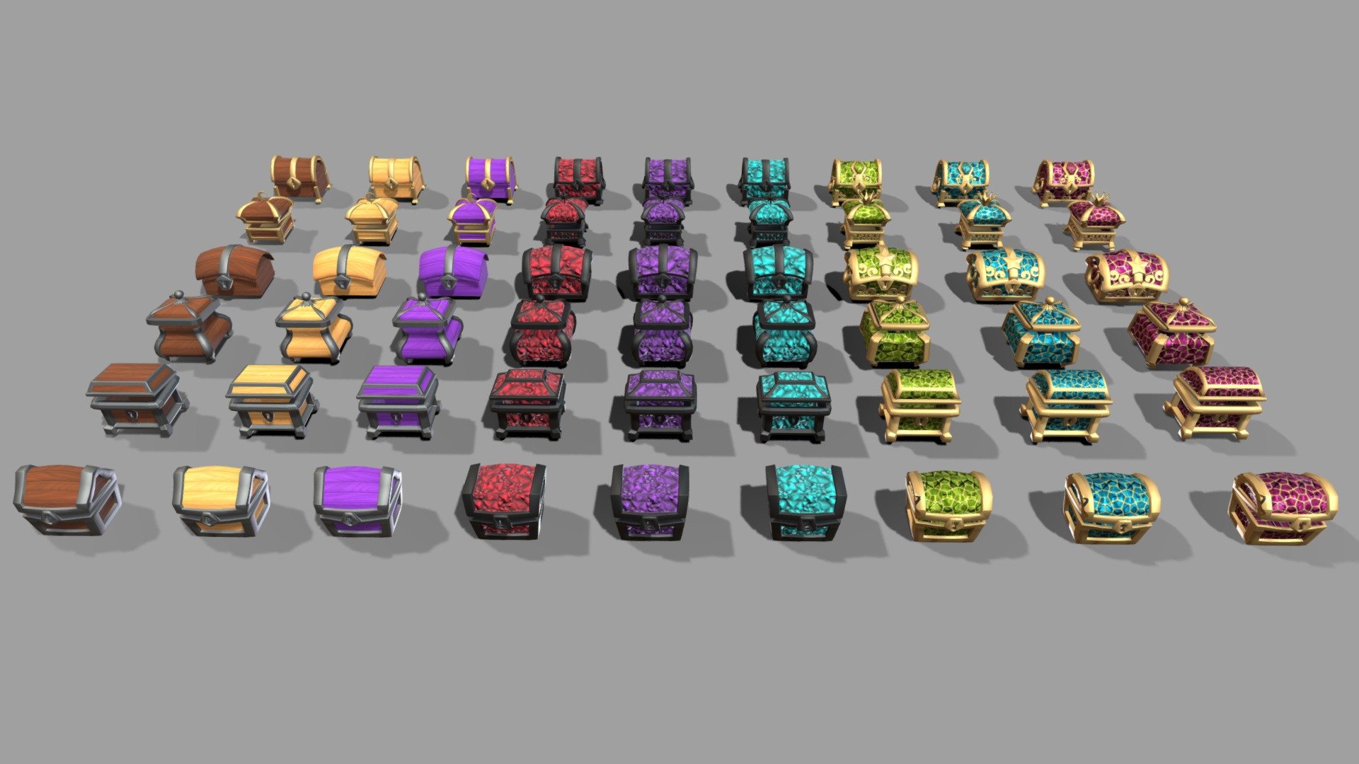 Treasure Chest Pack - Low Poly - version 2 - 3D model by Logicgo ...