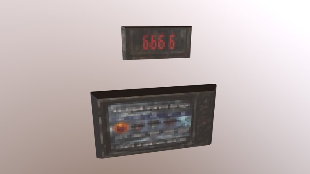 Clock Old Rusty TV with Cursed Screen Low Poly
