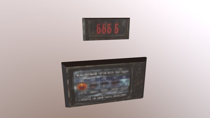 Clock Old Rusty TV with Cursed Screen Low Poly