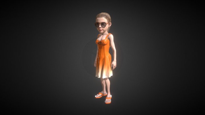 Character Mascot FW Girl Toon 3D Model