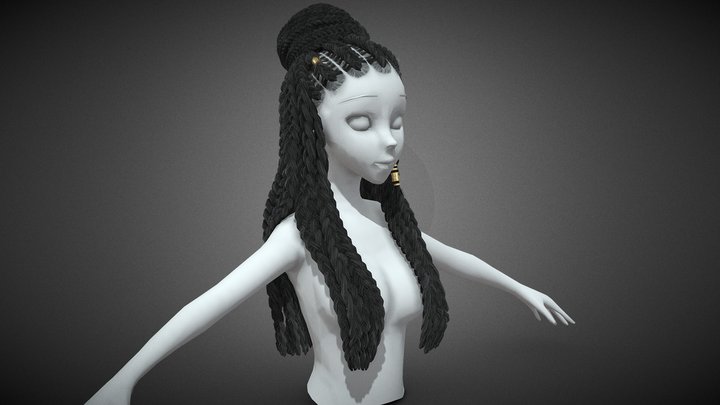 3D model Female Blossom Long Hair VR / AR / low-poly