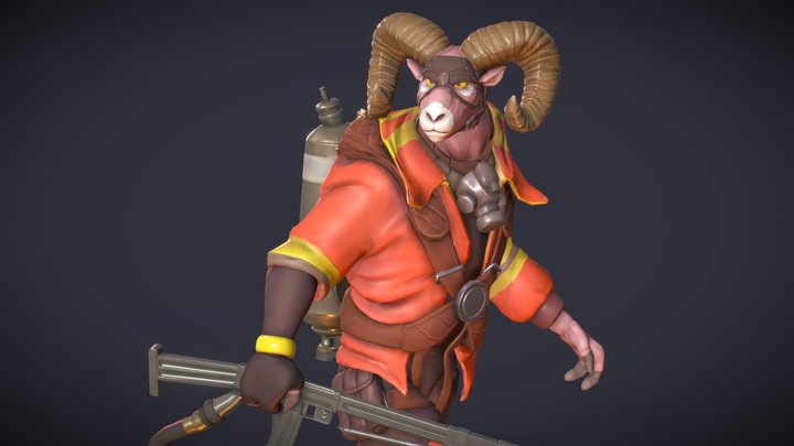 Pyro Ram - Stylized Character Sculpt 3D Model