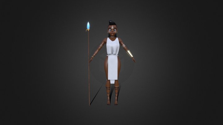 Warrior Woman Game Character 3D Model