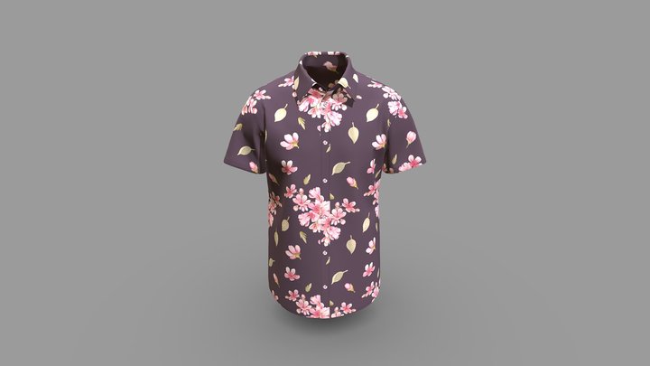 Men Slim Fit Casual Short Sleeve Shirt Design 3D Model
