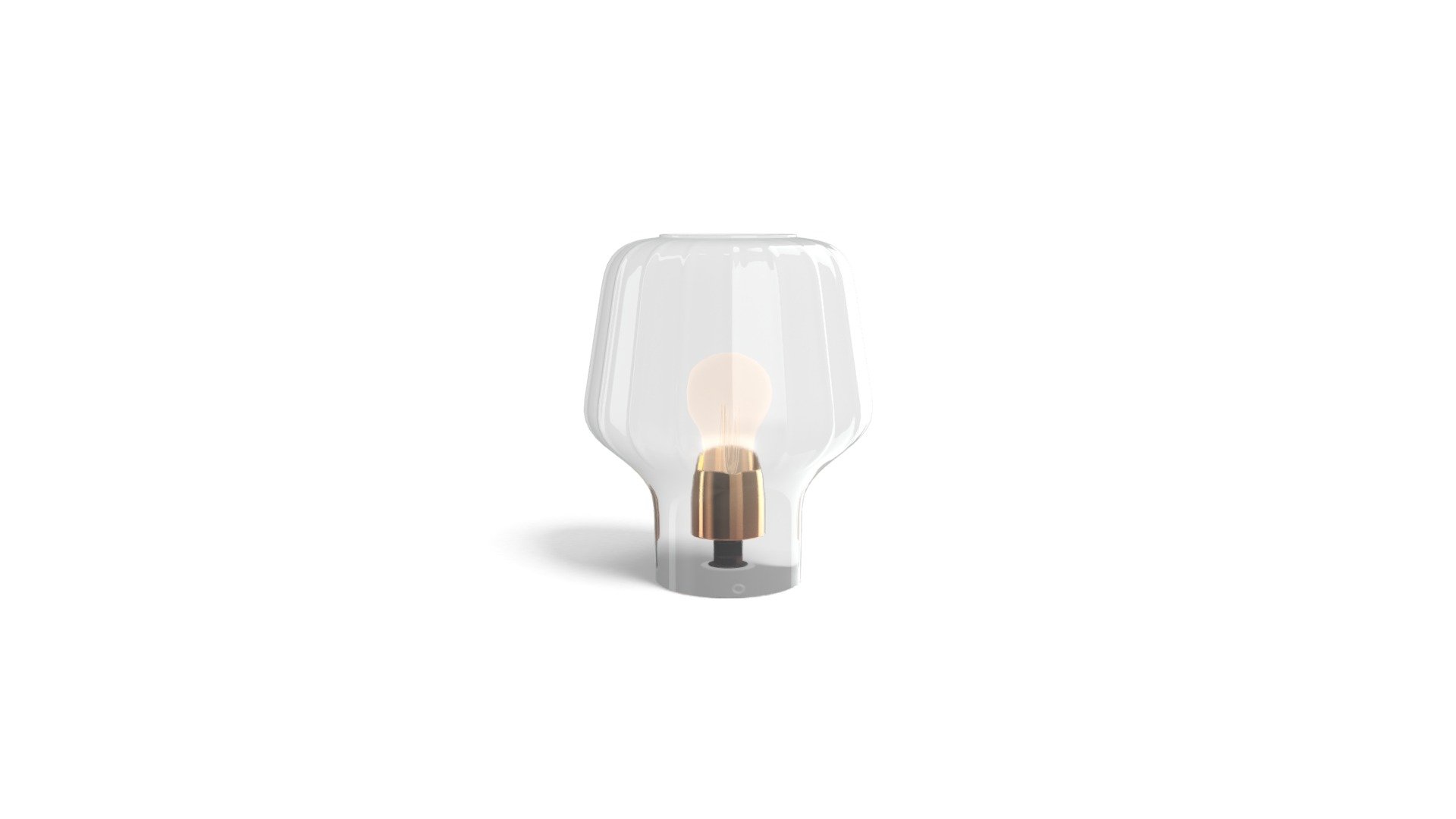 Ewer Table Lamp, Clear Glass and Polished Copper