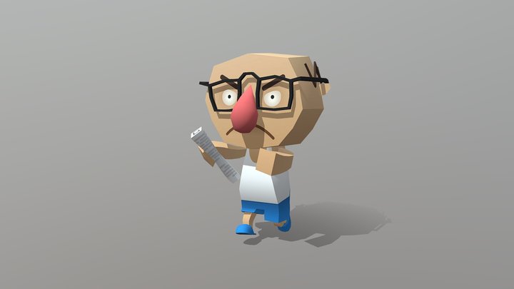 Cartoon angry man chasing animation 3D Model
