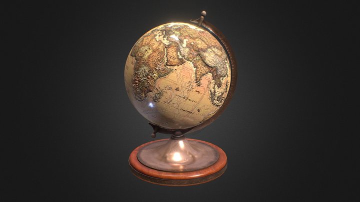 Antique Globe (Animated;Rotating) 3D Model