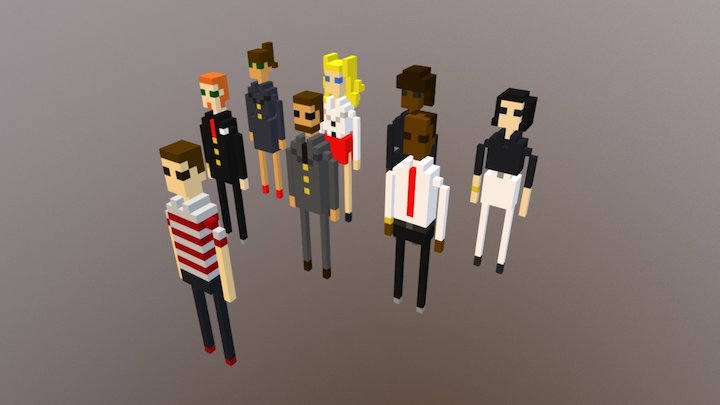 Voxel Office Workers 3D Model