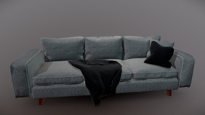 Modern 3-Seater Couch Sofa 3D Model