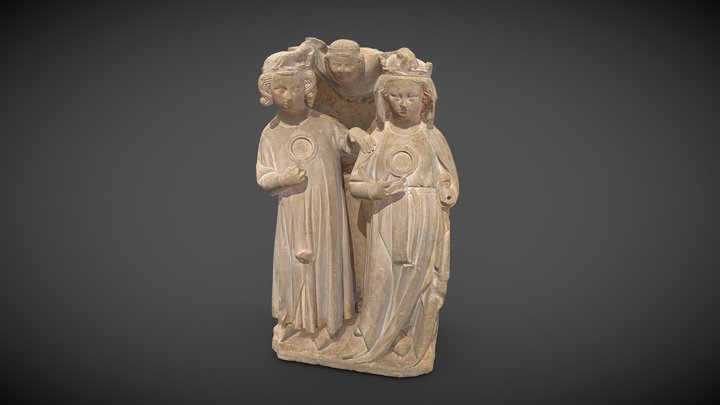 Ste Cécile et St Valérien couronnés par un ange 3D Model
