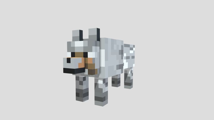 High Poly Minecraft Wolf 3D Model