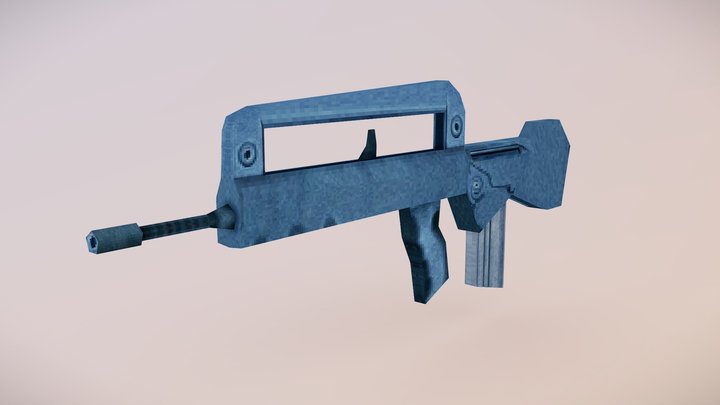 PS1-style FAMAS Rifle 3D Model
