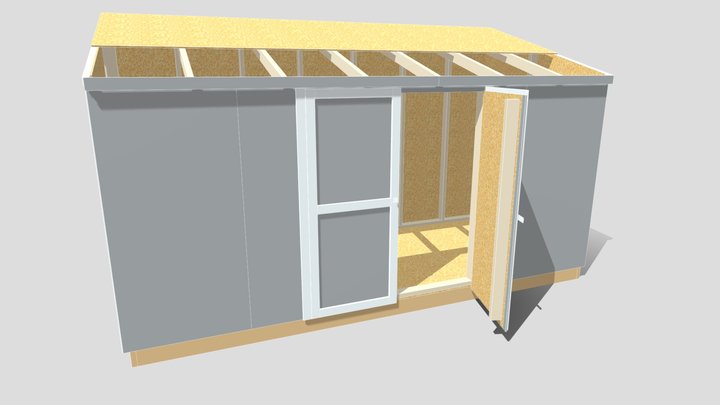 14'x6' Single Slope Shed Base Model 3D Model