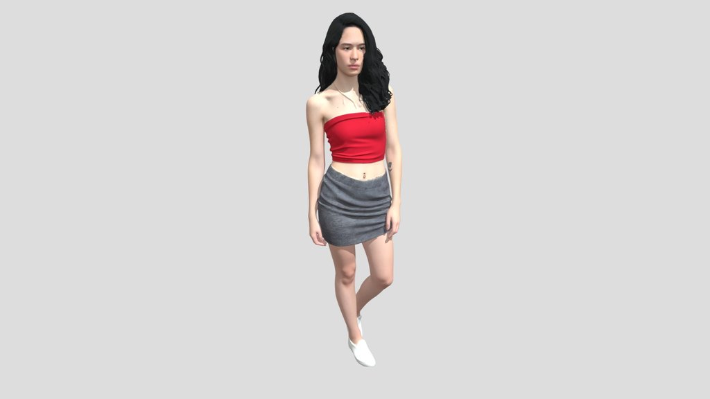 Crimson Crop Top and Grey Mini