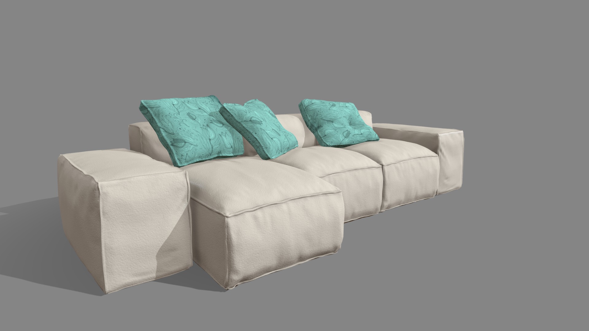 3D model Big Sofa Woody - This is a 3D model of the Big Sofa Woody. The 3D model is about a couch with pillows.