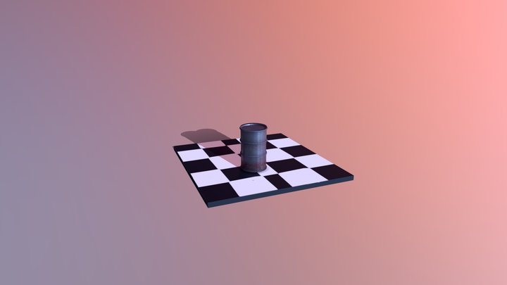 Barrel and Trashcan 3D Model